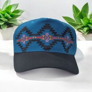 Teal and Black Geometric Pattern Cap